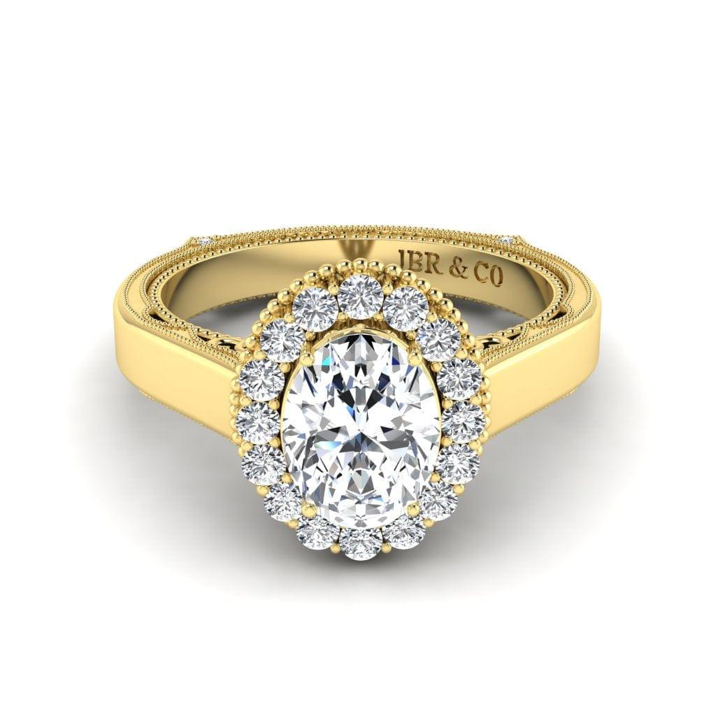 JBR Halo 1.0 CT Oval Cut Sterling Silver Engagement Ring - JBR Jeweler