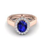 JBR Halo 1.0 CT Oval Sapphire Sterling Silver Promise Ring - JBR Jeweler