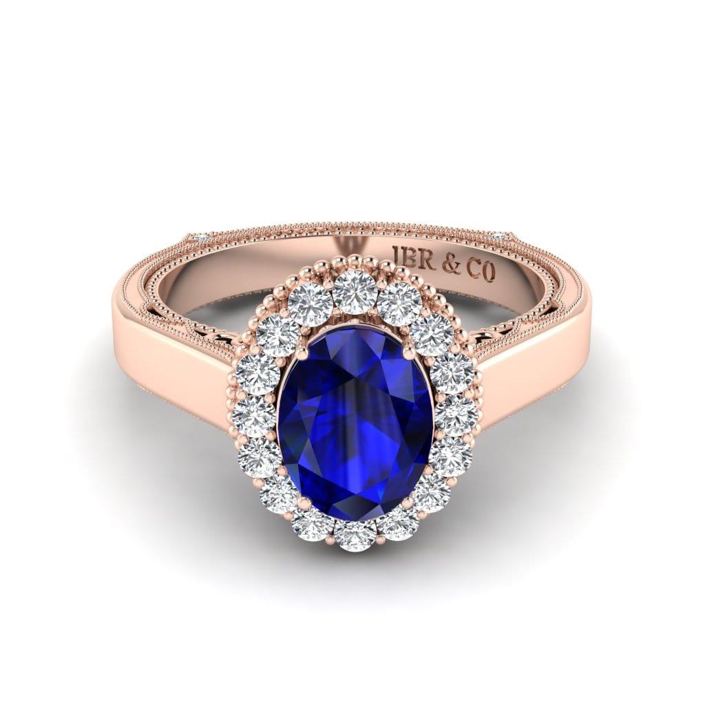 JBR Halo 1.0 CT Oval Sapphire Sterling Silver Promise Ring - JBR Jeweler