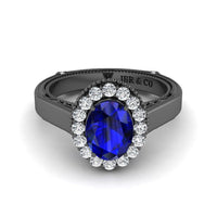 JBR Halo 1.0 CT Oval Sapphire Sterling Silver Promise Ring - JBR Jeweler