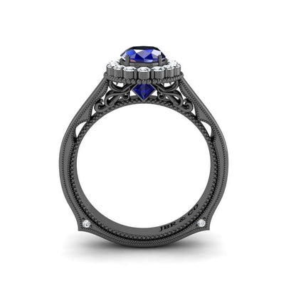 JBR Halo 1.0 CT Oval Sapphire Sterling Silver Promise Ring - JBR Jeweler