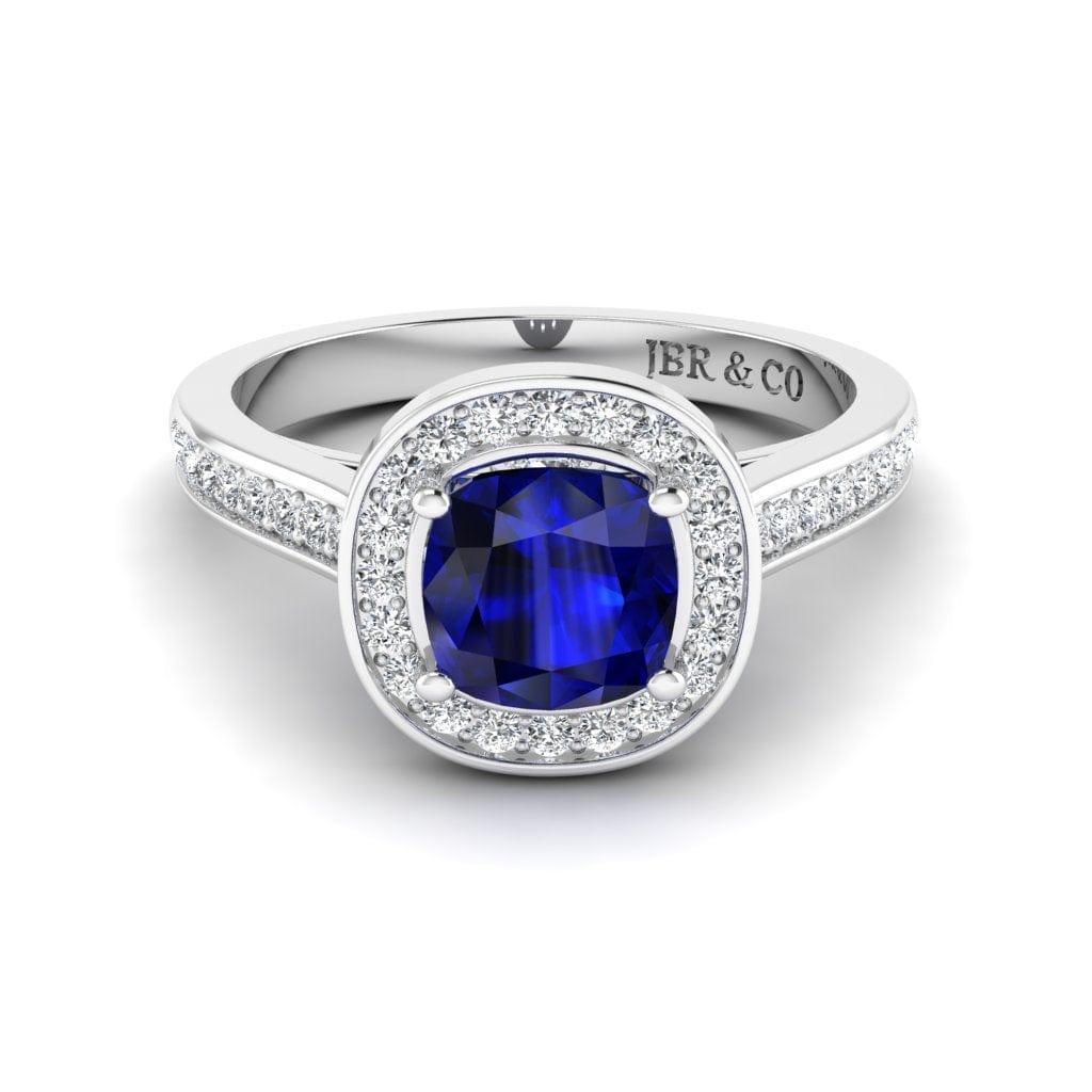 JBR Halo Cushion Cut Sapphire Sterling Silver Promise Ring - JBR Jeweler