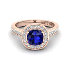 JBR Halo Cushion Cut Sapphire Sterling Silver Promise Ring - JBR Jeweler