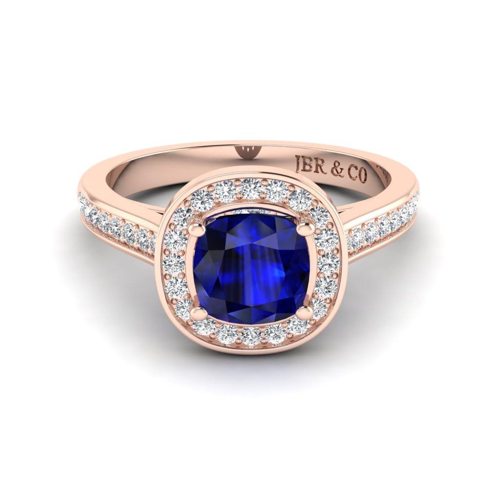 JBR Halo Cushion Cut Sapphire Sterling Silver Promise Ring - JBR Jeweler