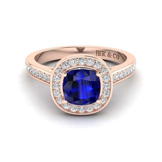 JBR Halo Cushion Cut Sapphire Sterling Silver Promise Ring - JBR Jeweler