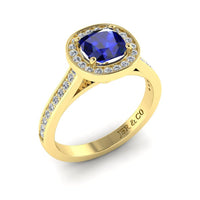 JBR Halo Cushion Cut Sapphire Sterling Silver Promise Ring - JBR Jeweler