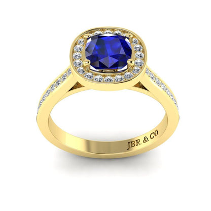 JBR Halo Cushion Cut Sapphire Sterling Silver Promise Ring - JBR Jeweler