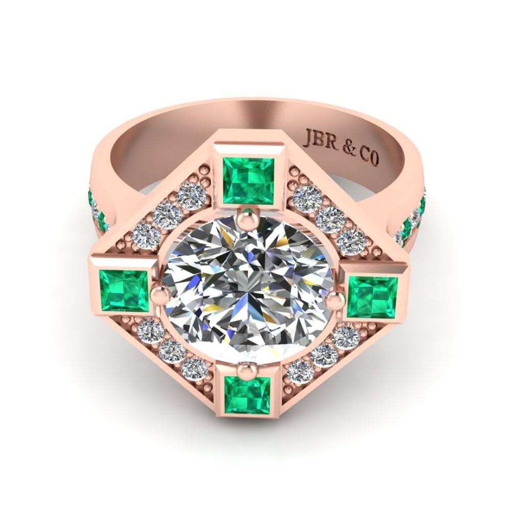 JBR Halo Diamond And Emerald Mounting Sterling Silver Ring - JBR Jeweler