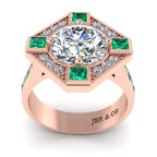 JBR Halo Diamond And Emerald Mounting Sterling Silver Ring - JBR Jeweler