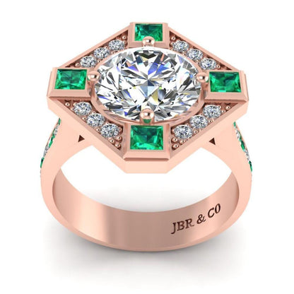 JBR Halo Diamond And Emerald Mounting Sterling Silver Ring - JBR Jeweler