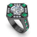 JBR Halo Diamond And Emerald Mounting Sterling Silver Ring - JBR Jeweler