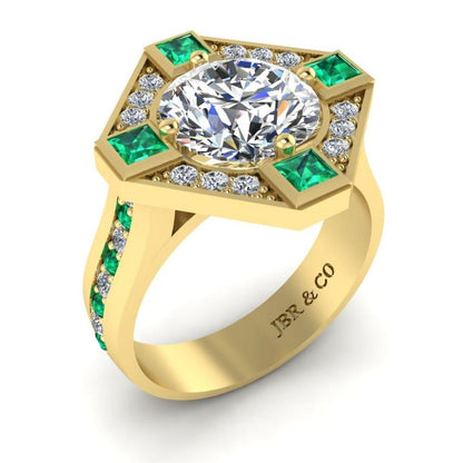 JBR Halo Diamond And Emerald Mounting Sterling Silver Ring - JBR Jeweler