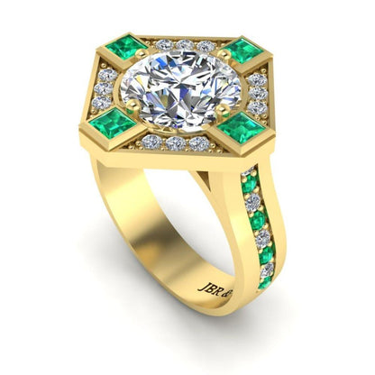 JBR Halo Diamond And Emerald Mounting Sterling Silver Ring - JBR Jeweler