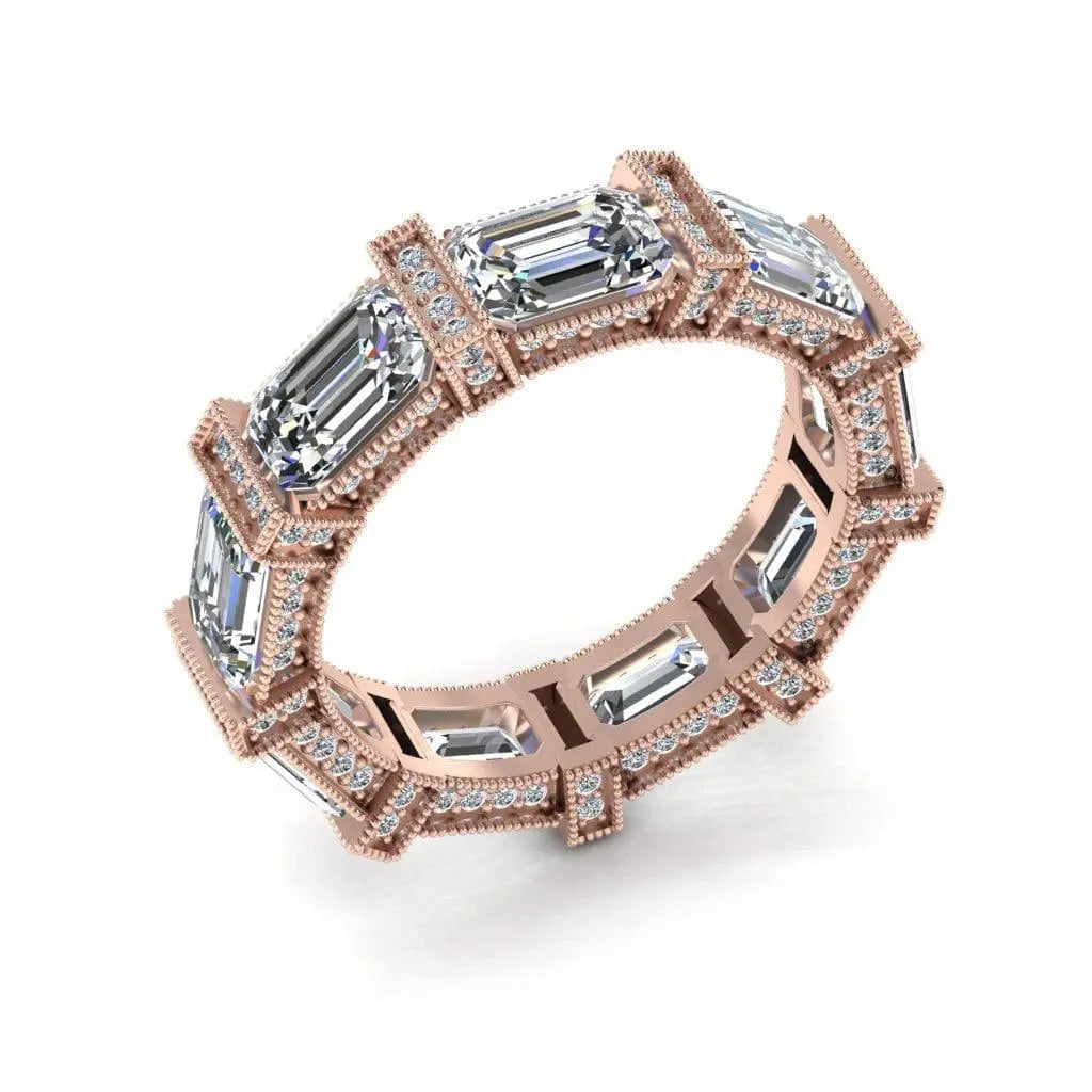 JBR Halo Emerald Luxury Sterling Silver Wedding Eternity Band - JBR Jeweler