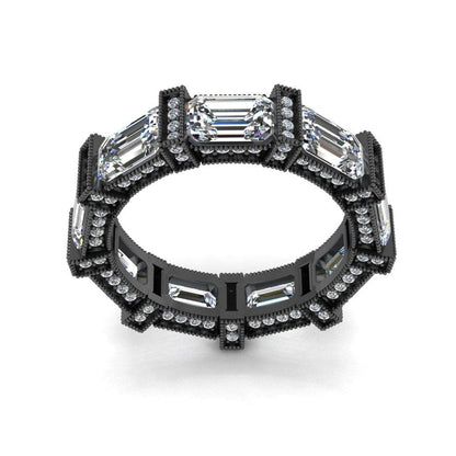 JBR Halo Emerald Luxury Sterling Silver Wedding Eternity Band - JBR Jeweler