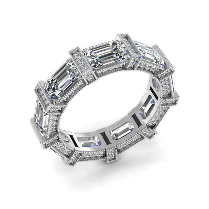 JBR Halo Emerald Luxury Sterling Silver Wedding Eternity Band - JBR Jeweler