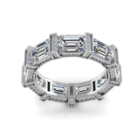 JBR Halo Emerald Luxury Sterling Silver Wedding Eternity Band - JBR Jeweler