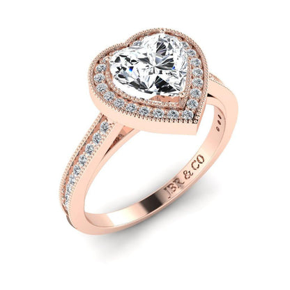 JBR Halo Heart Cut Sterling Silver Diamond Wedding Ring - JBR Jeweler