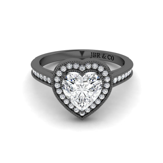 JBR Halo Heart Cut Sterling Silver Diamond Wedding Ring - JBR Jeweler