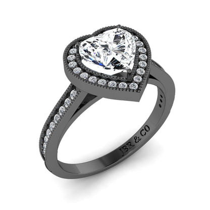 JBR Halo Heart Cut Sterling Silver Diamond Wedding Ring - JBR Jeweler