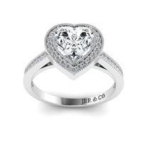 JBR Halo Heart Cut Sterling Silver Diamond Wedding Ring - JBR Jeweler