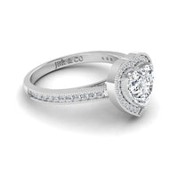 JBR Halo Heart Cut Sterling Silver Diamond Wedding Ring - JBR Jeweler