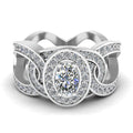 JBR Halo Intertwined Oval Cut Sterling Silver Wedding Ring - JBR Jeweler