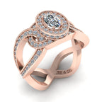 JBR Halo Intertwined Oval Cut Sterling Silver Wedding Ring - JBR Jeweler