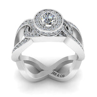 JBR Halo Intertwined Oval Cut Sterling Silver Wedding Ring - JBR Jeweler