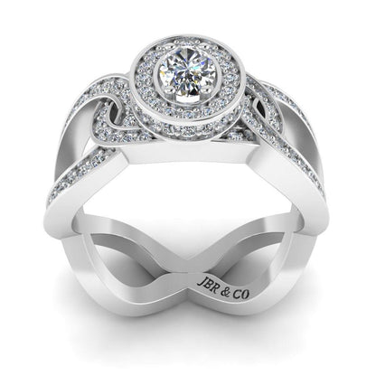 JBR Halo Intertwined Oval Cut Sterling Silver Wedding Ring - JBR Jeweler