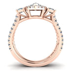 JBR Halo Pear Cut Three Stone Sterling Silver Ring Set - JBR Jeweler
