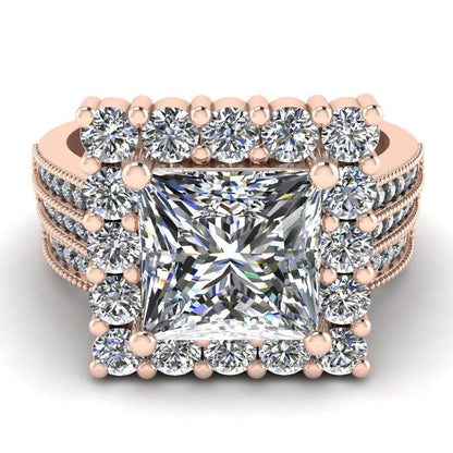 JBR Halo Princess Cut Diamond Sterling Silver Bridal Ring Set - JBR Jeweler