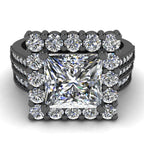 JBR Halo Princess Cut Diamond Sterling Silver Bridal Ring Set - JBR Jeweler