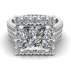 JBR Halo Princess Cut Diamond Sterling Silver Bridal Ring Set - JBR Jeweler