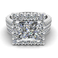 JBR Halo Princess Cut Diamond Sterling Silver Bridal Ring Set - JBR Jeweler