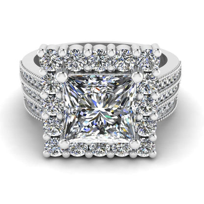 JBR Halo Princess Cut Diamond Sterling Silver Bridal Ring Set - JBR Jeweler