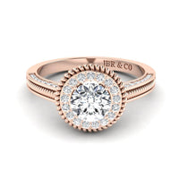 JBR Halo Round Cut Rope Style Sterling Silver Promise Ring - JBR Jeweler