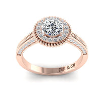 JBR Halo Round Cut Rope Style Sterling Silver Promise Ring - JBR Jeweler