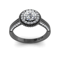 JBR Halo Round Cut Rope Style Sterling Silver Promise Ring - JBR Jeweler