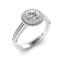 JBR Halo Round Cut Rope Style Sterling Silver Promise Ring - JBR Jeweler