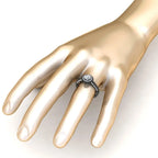JBR Halo Round Cut Rope Style Sterling Silver Promise Ring - JBR Jeweler