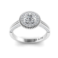 JBR Halo Round Cut Rope Style Sterling Silver Promise Ring - JBR Jeweler