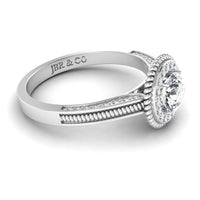 JBR Halo Round Cut Rope Style Sterling Silver Promise Ring - JBR Jeweler