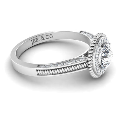 JBR Halo Round Cut Rope Style Sterling Silver Promise Ring - JBR Jeweler