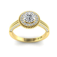 JBR Halo Round Cut Rope Style Sterling Silver Promise Ring - JBR Jeweler