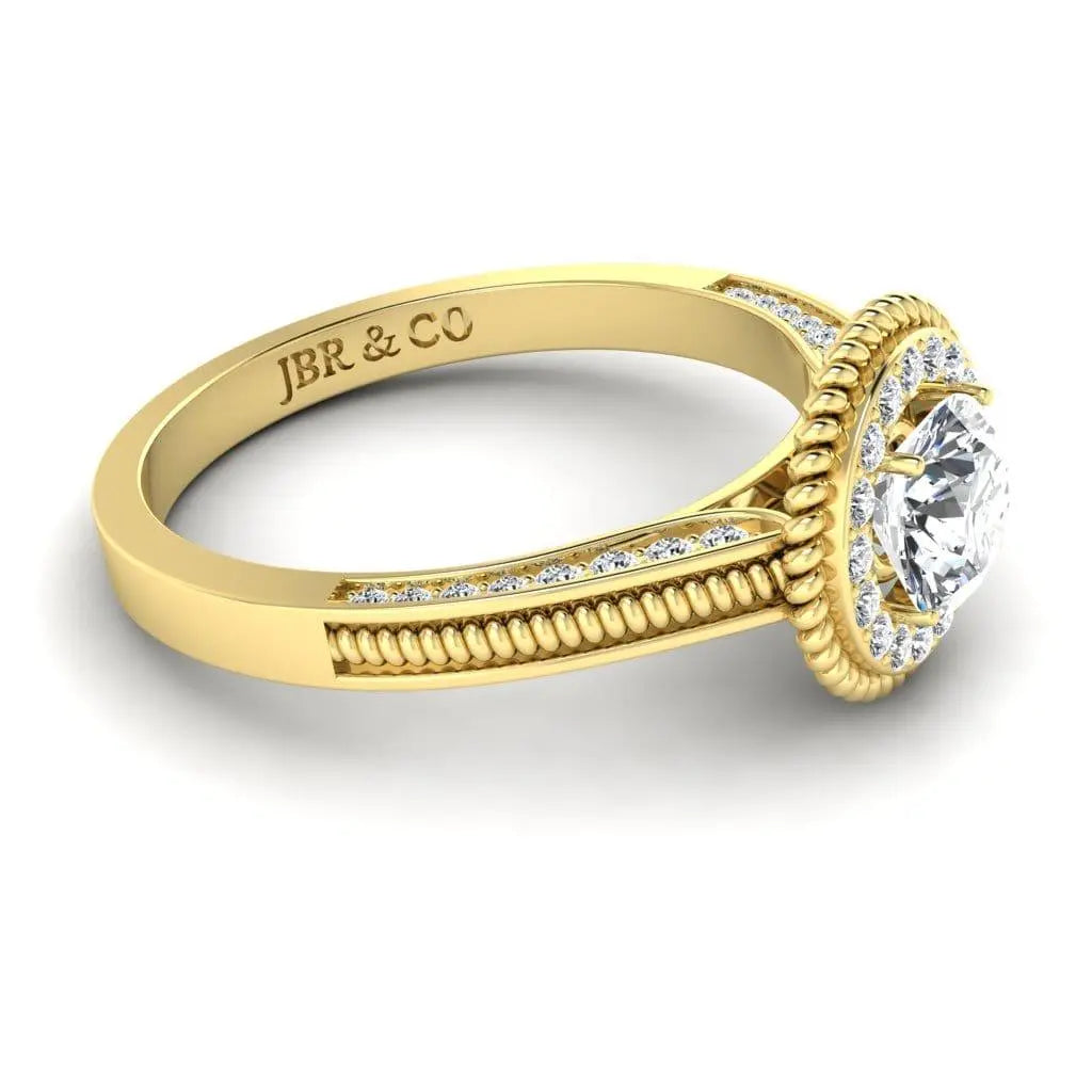 JBR Halo Round Cut Rope Style Sterling Silver Promise Ring - JBR Jeweler
