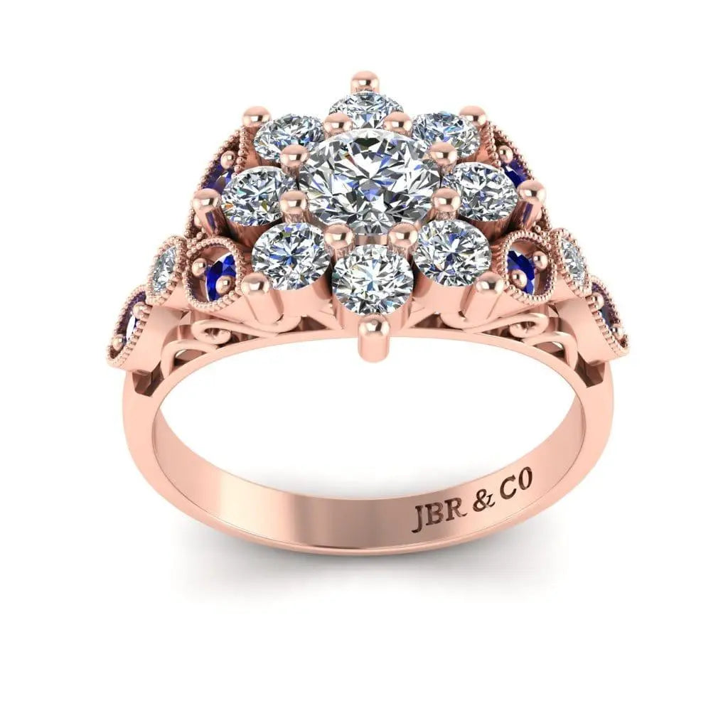 JBR Halo Set Round Cut Sterling Silver Ring - JBR Jeweler