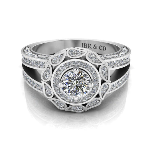 JBR Halo Split Shank Round Diamond Sterling Silver Engagement Ring - JBR Jeweler