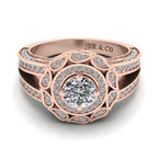 JBR Halo Split Shank Round Diamond Sterling Silver Engagement Ring - JBR Jeweler