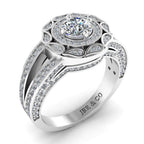 JBR Halo Split Shank Round Diamond Sterling Silver Engagement Ring - JBR Jeweler